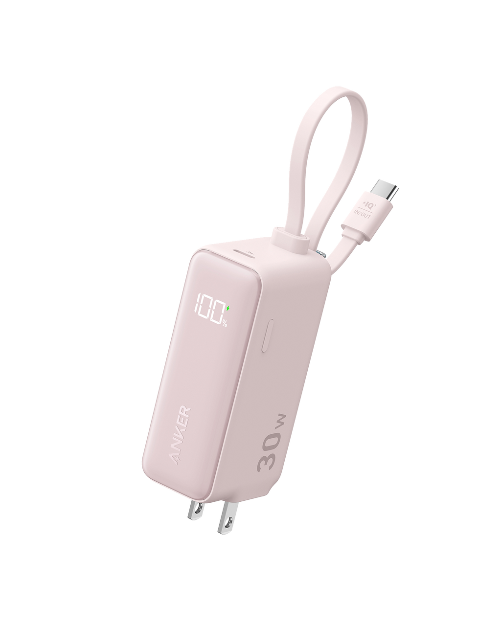 Anker Power Bank (30W, 5k, Fusion, Built-In USB-C Cable) V7 Pink
