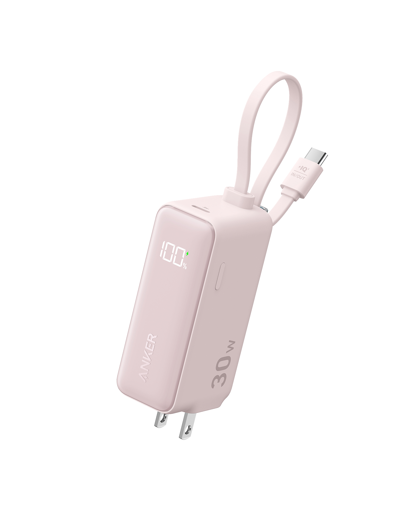 Anker Power Bank (30W, 5k, Fusion, Built-In USB-C Cable) V7 Pink
