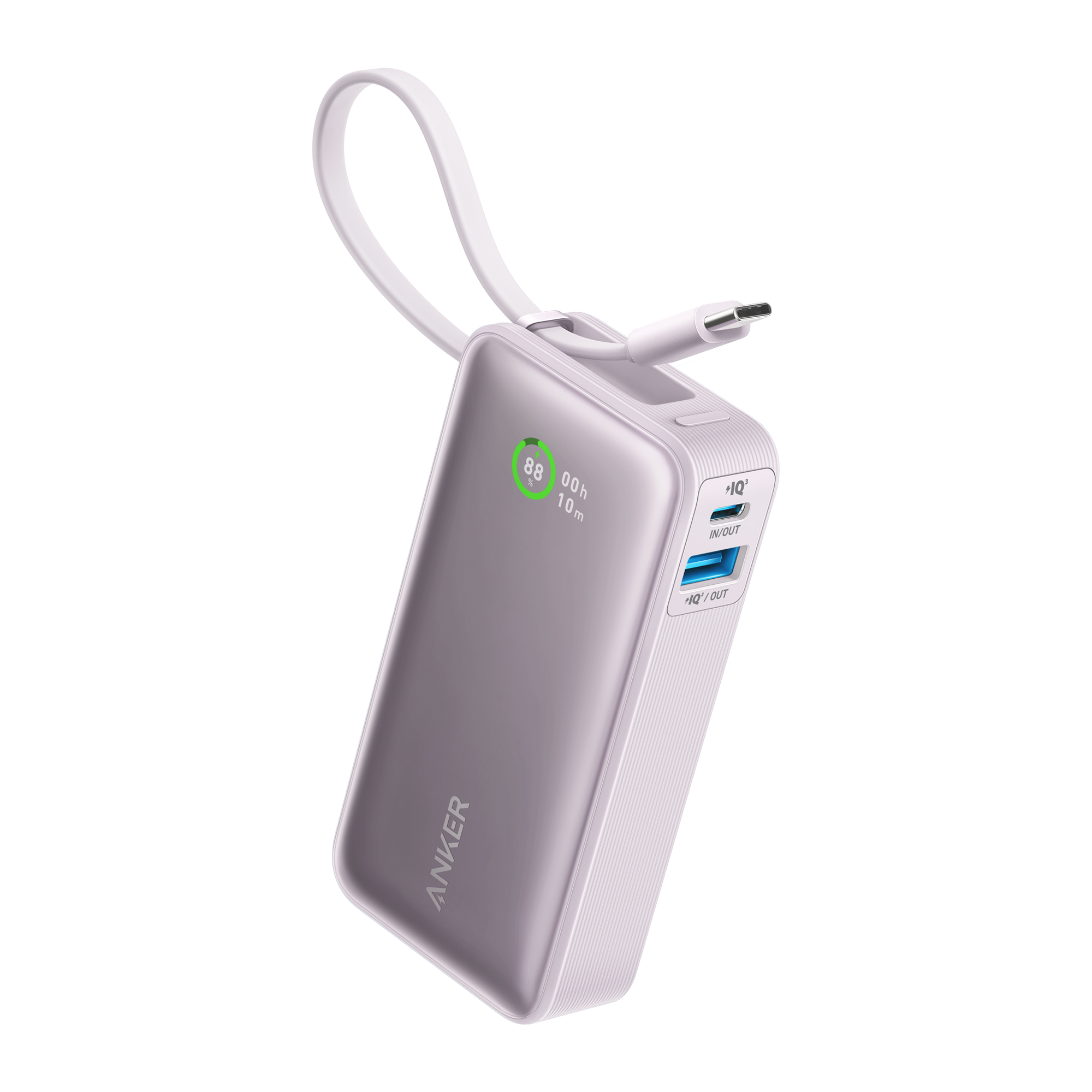 Anker Nano Power Bank (30W, Built-In USB-C Cable) P2 Lilac Purple