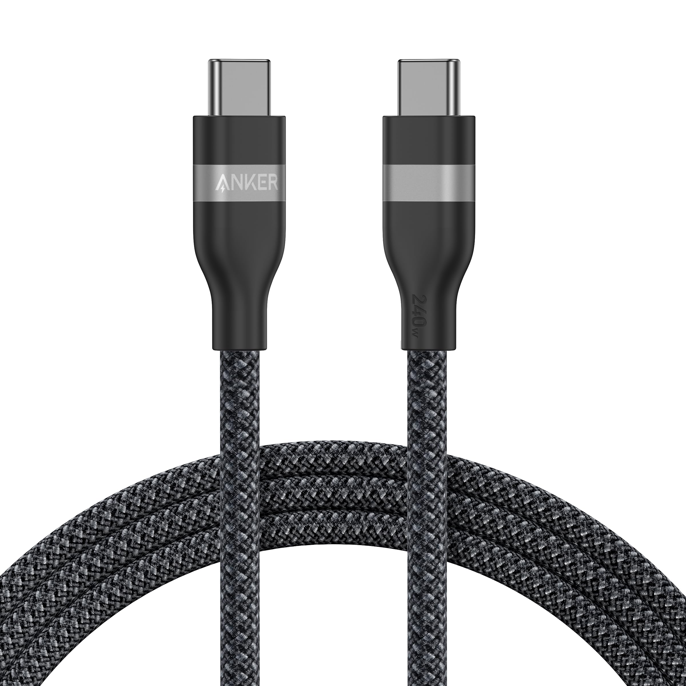 Anker USB-C to USB-C Cable (3 ft / 6 ft, 240W, Upcycled-Braided) W3 6 ft / Black