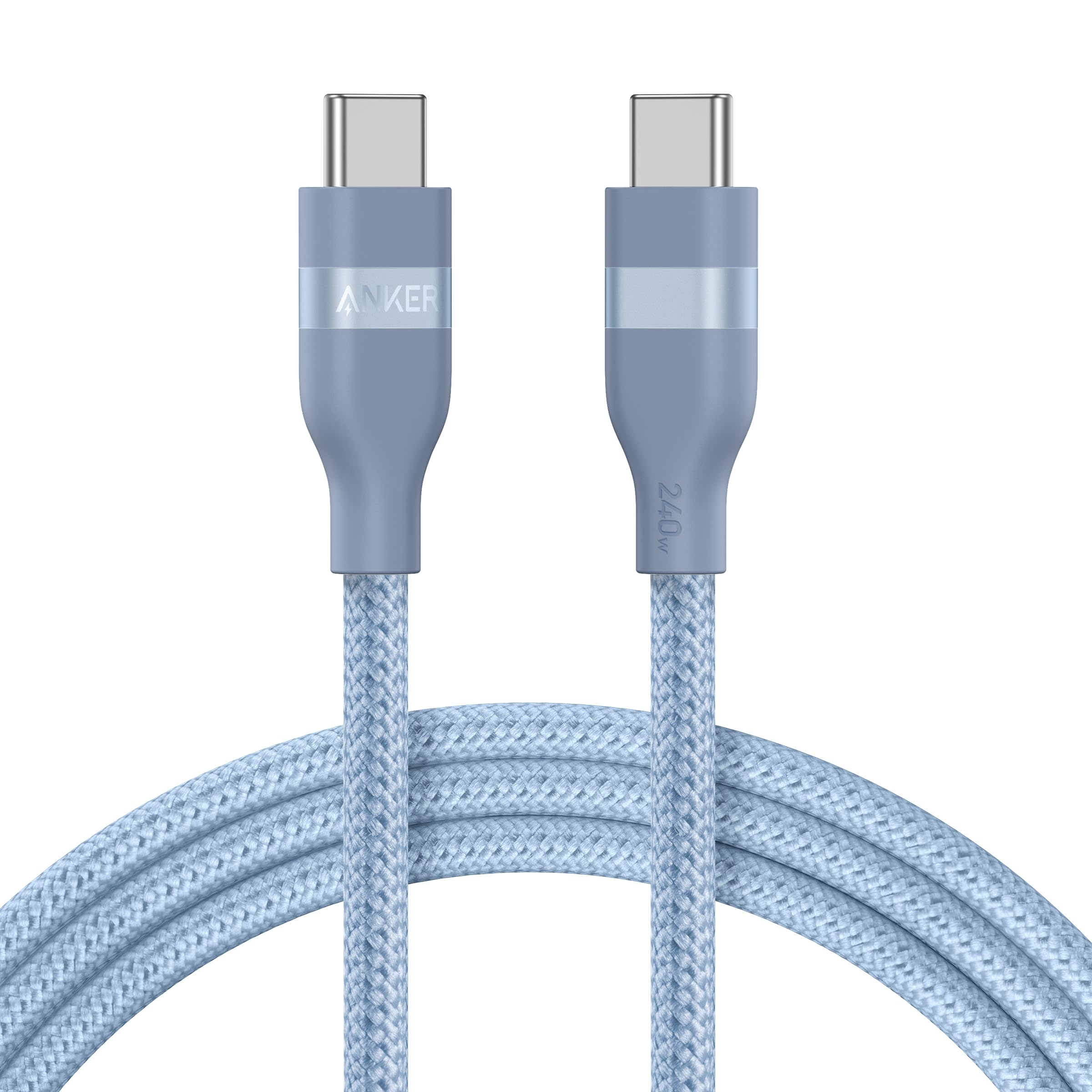 Anker USB-C to USB-C Cable (3 ft / 6 ft, 240W, Upcycled-Braided) W3 6 ft / Ice Lake Blue