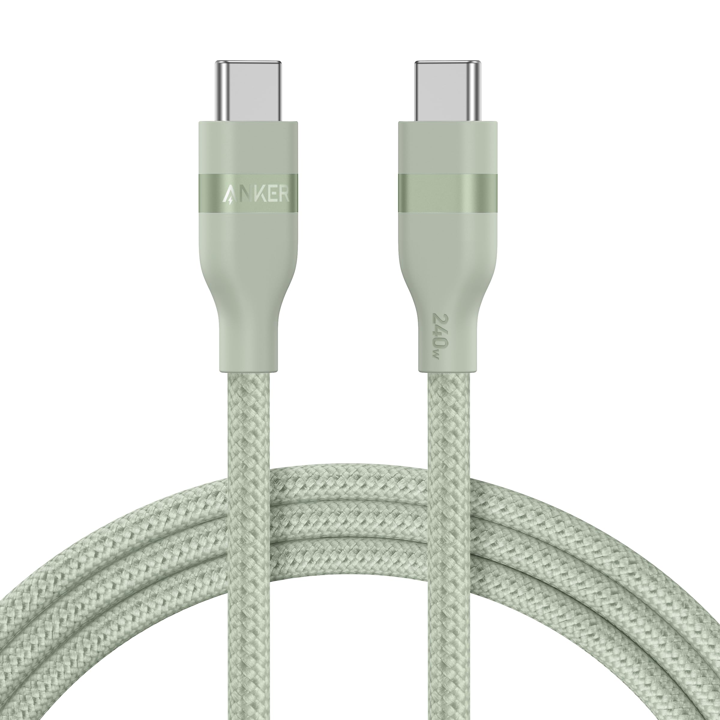 Anker USB-C to USB-C Cable (3 ft / 6 ft, 240W, Upcycled-Braided) W3 6 ft / Sprout Green