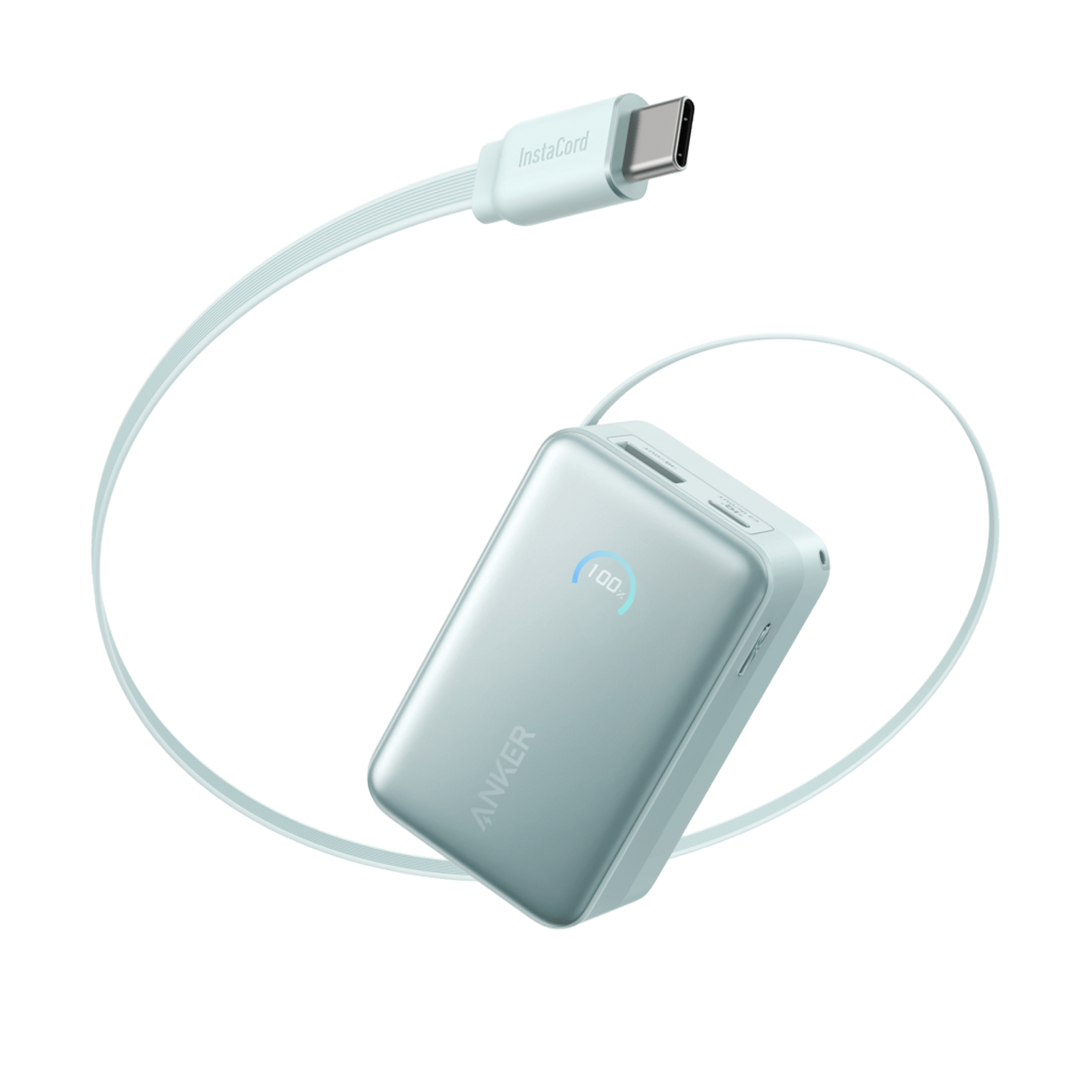 Anker Nano Power Bank (10K, 45W, Built-In Retractable USB-C Cable) E6 Teal Oasis