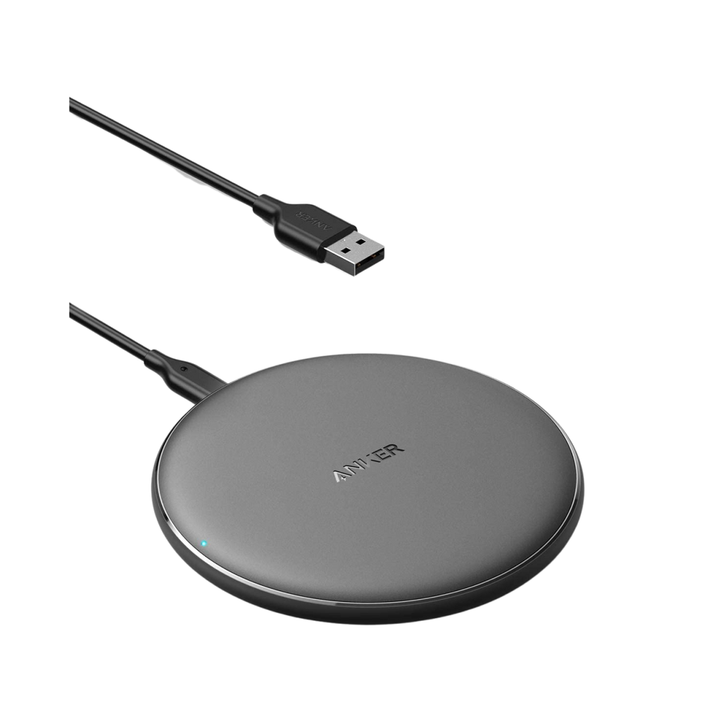 Anker wireless charging pad for Keyword with sleek round design