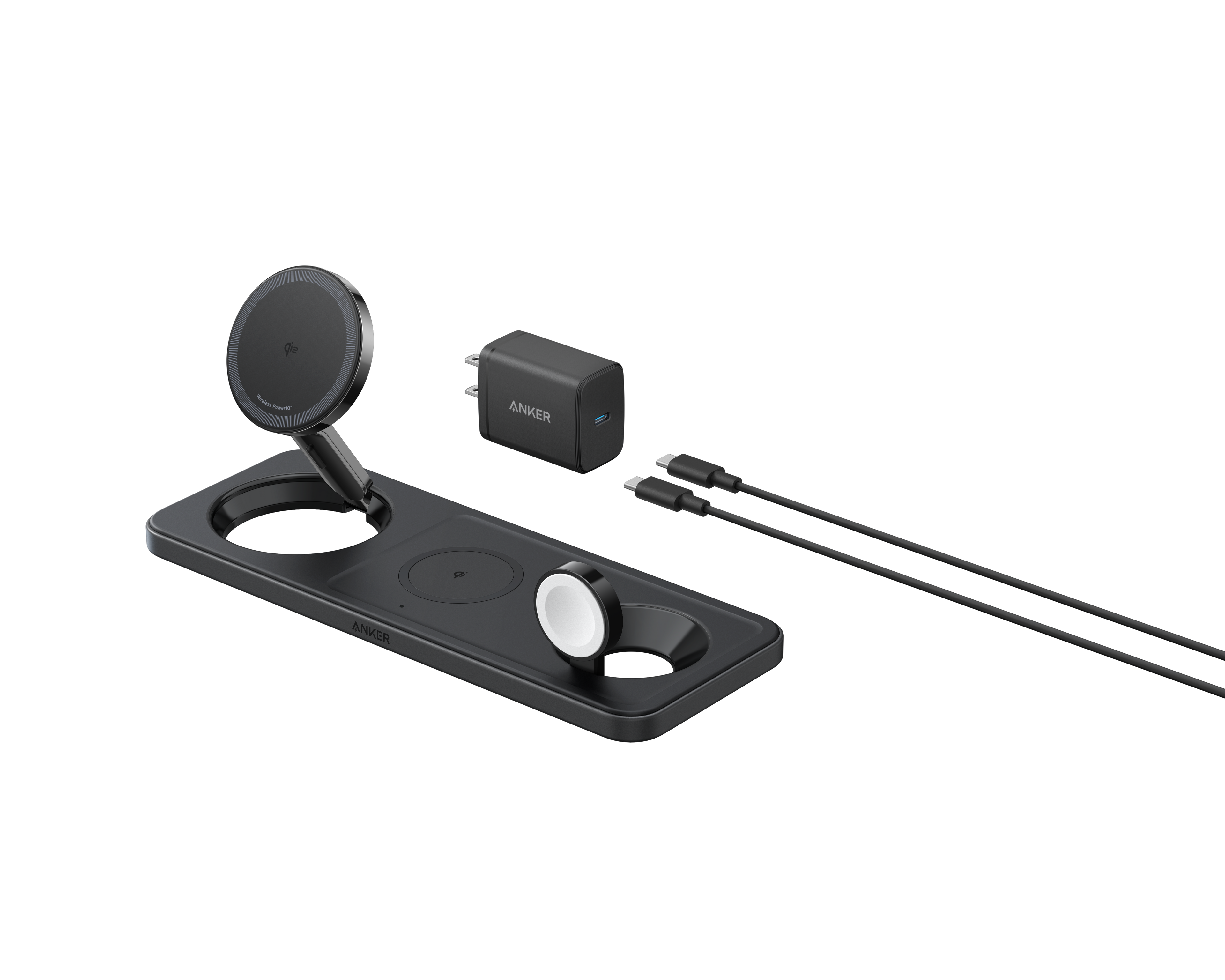 Refurbished Anker MagGo Wireless Charging Station (3-in-1 Pad) L9 Black Stone