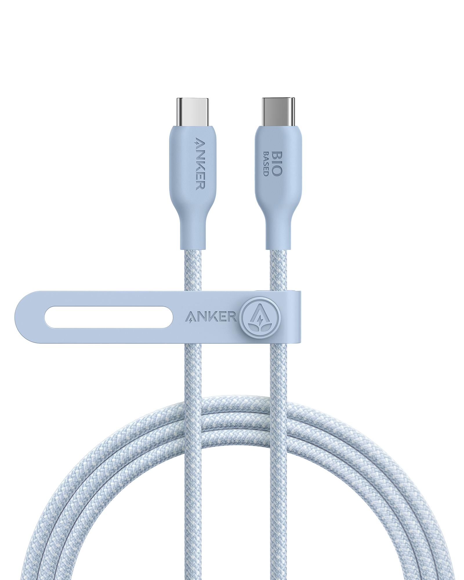 Anker with light blue USB-C bio-based cable and organizer