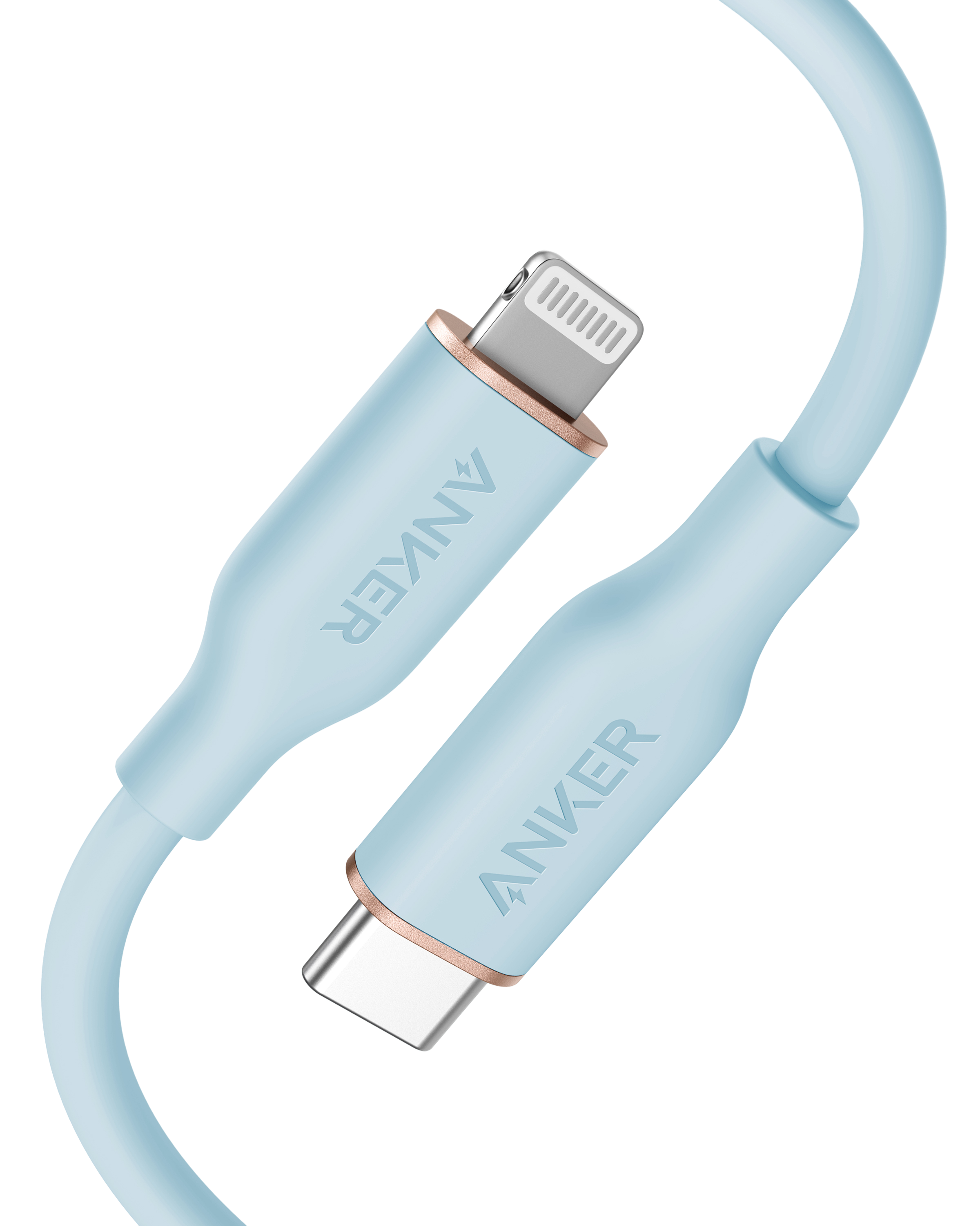Anker 641 USB-C to Lightning Cable (Flow, Silicone) A2 3ft / Misty Blue