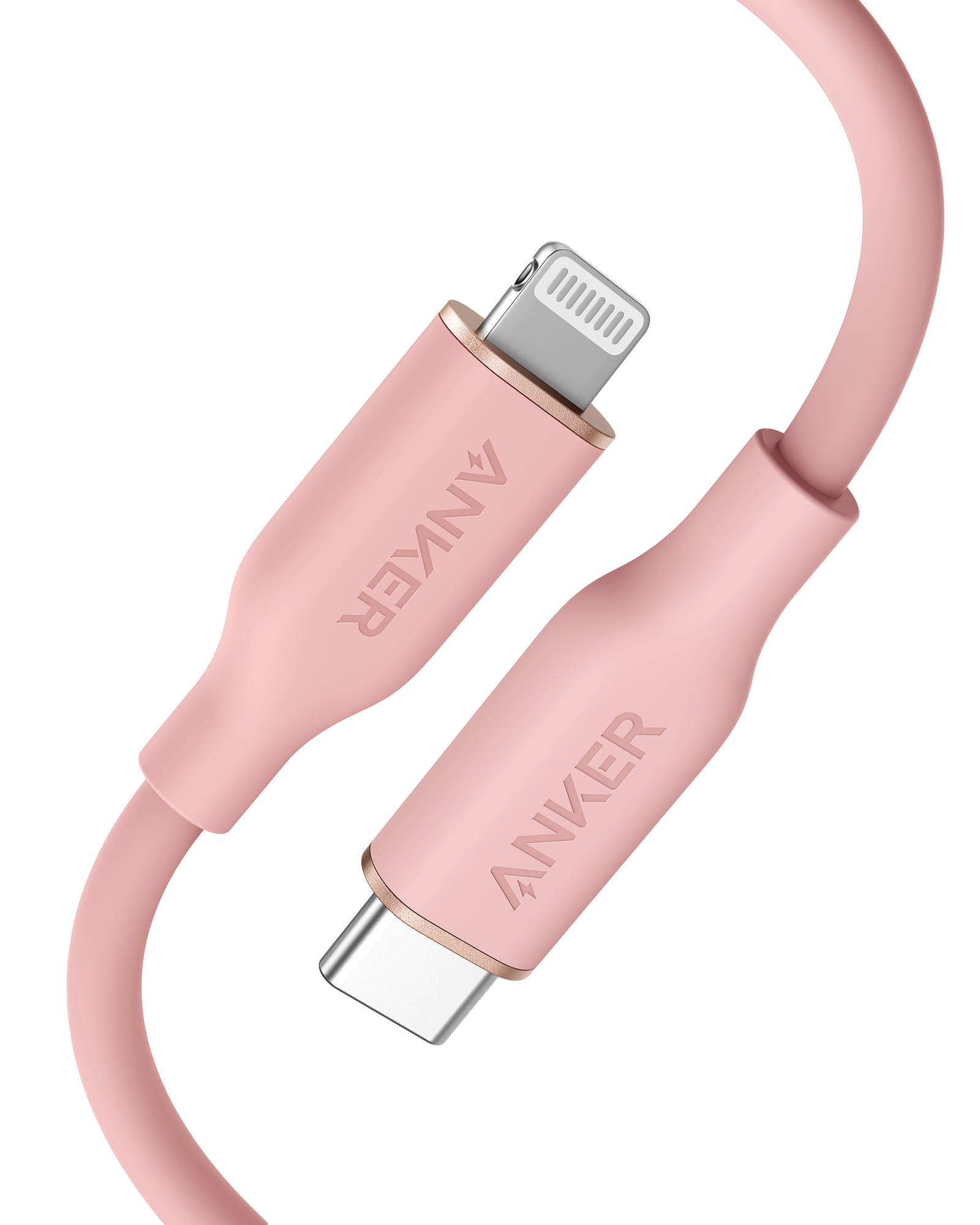 Anker 641 USB-C to Lightning Cable (Flow, 3 ft Silicone) A3 3ft / Coral Pink