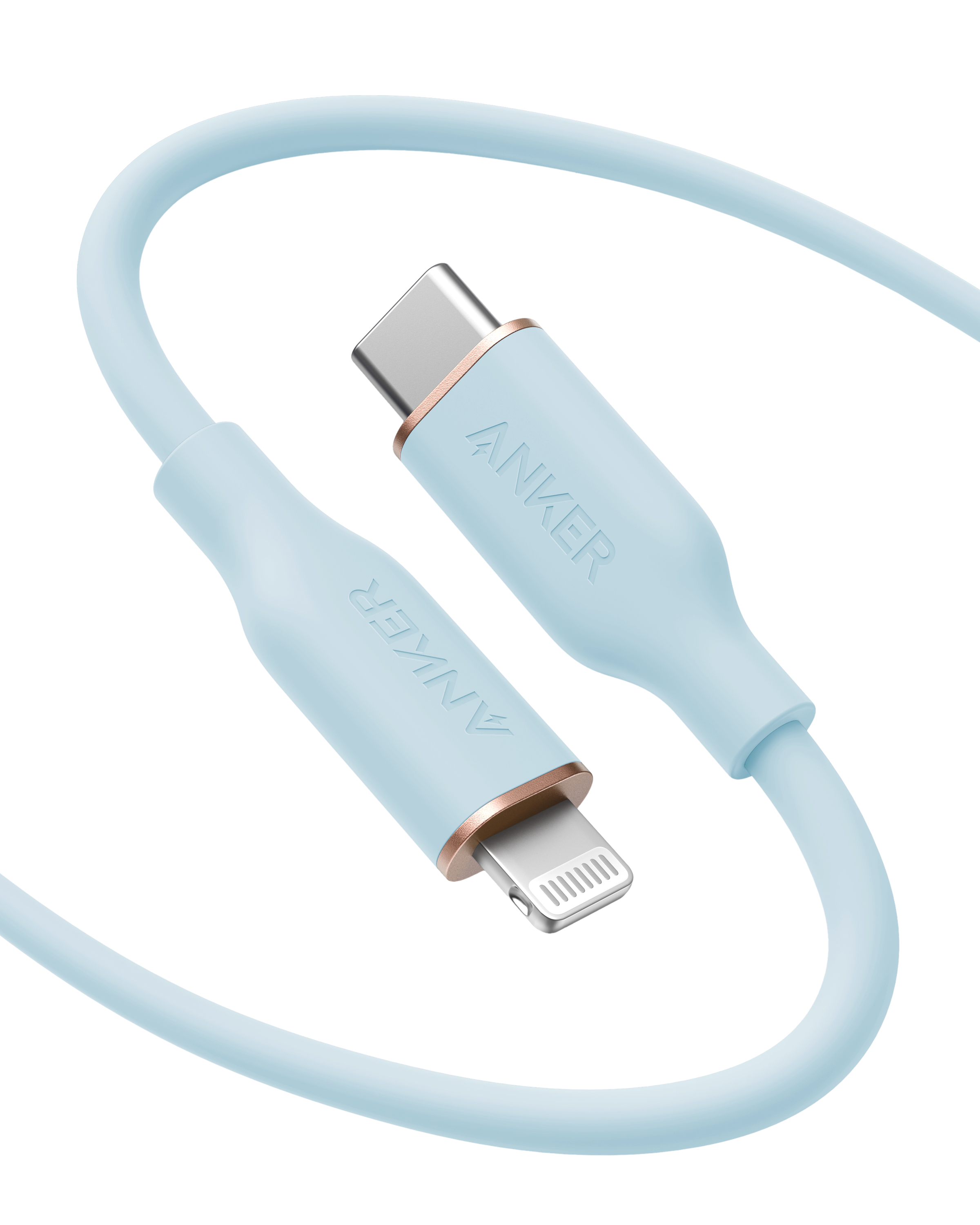 Anker 641 USB-C to Lightning Cable (Flow, Silicone) A2 6ft / Misty Blue