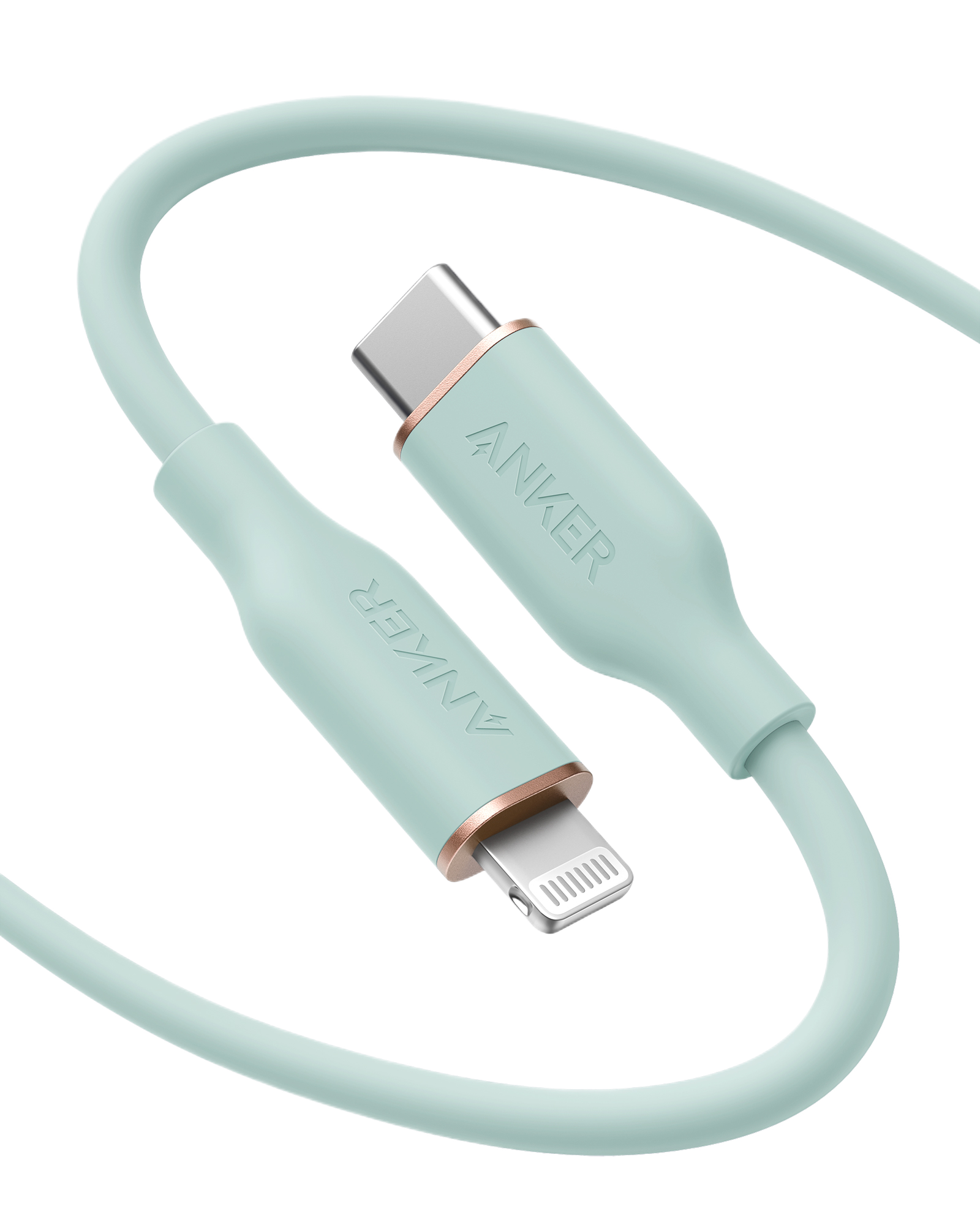 Anker 641 USB-C to Lightning Cable (Flow, 3 ft Silicone) A3 6ft / Mint Green