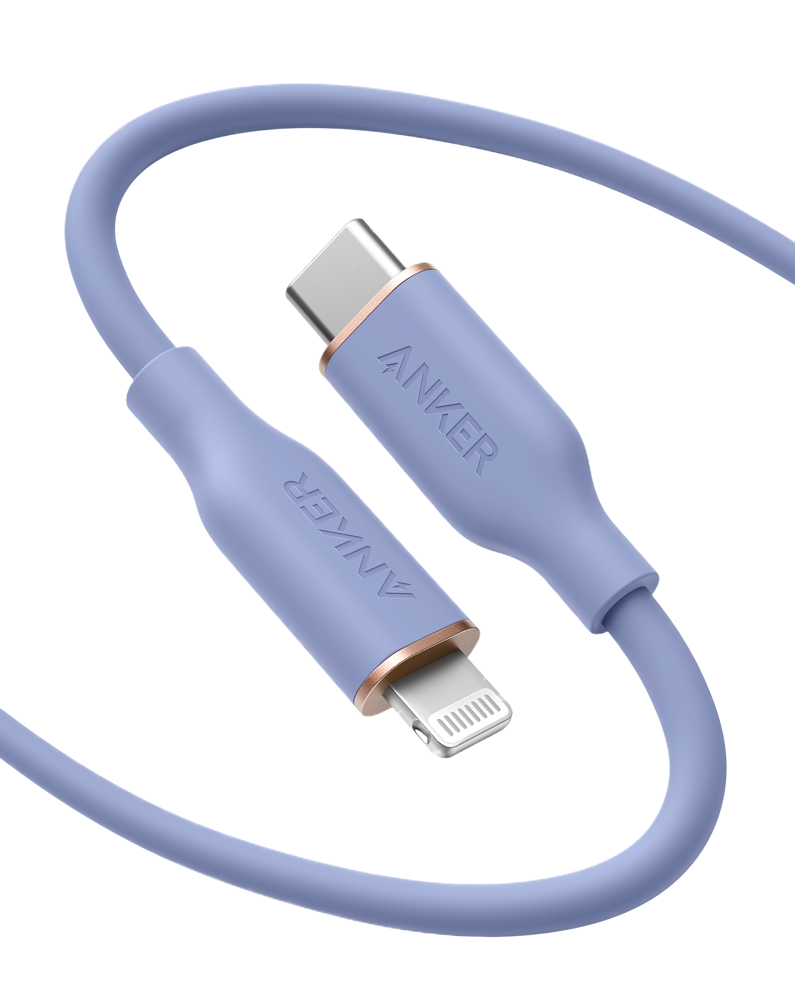 Anker 641 USB-C to Lightning Cable (Flow, 3 ft Silicone) A3 6ft / Lavender Grey