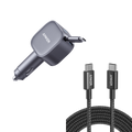 Anker Nano 75W Car Charger and New Nylon USB-C to USB-C 100W Cable (10 ft)