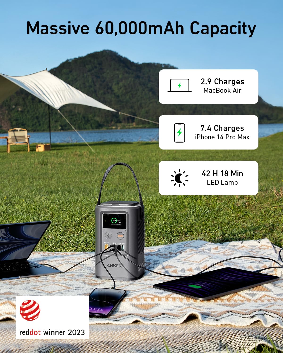 AnkerSOLIX power bank for outdoor charging with 60000mAh