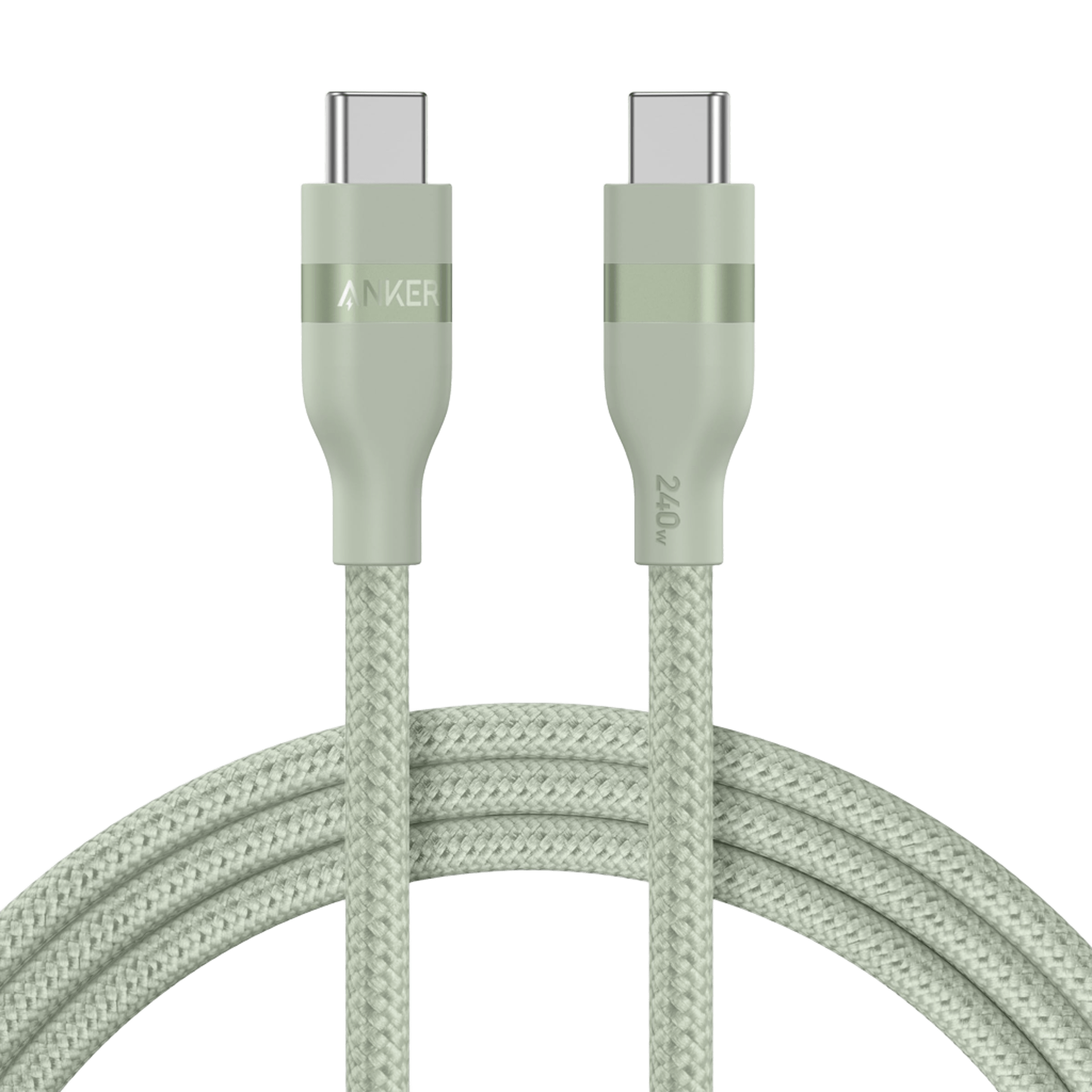Anker USB-C to USB-C Cable (3 ft / 6 ft, 240W, Upcycled-Braided) T0 6 ft / Sprout Green
