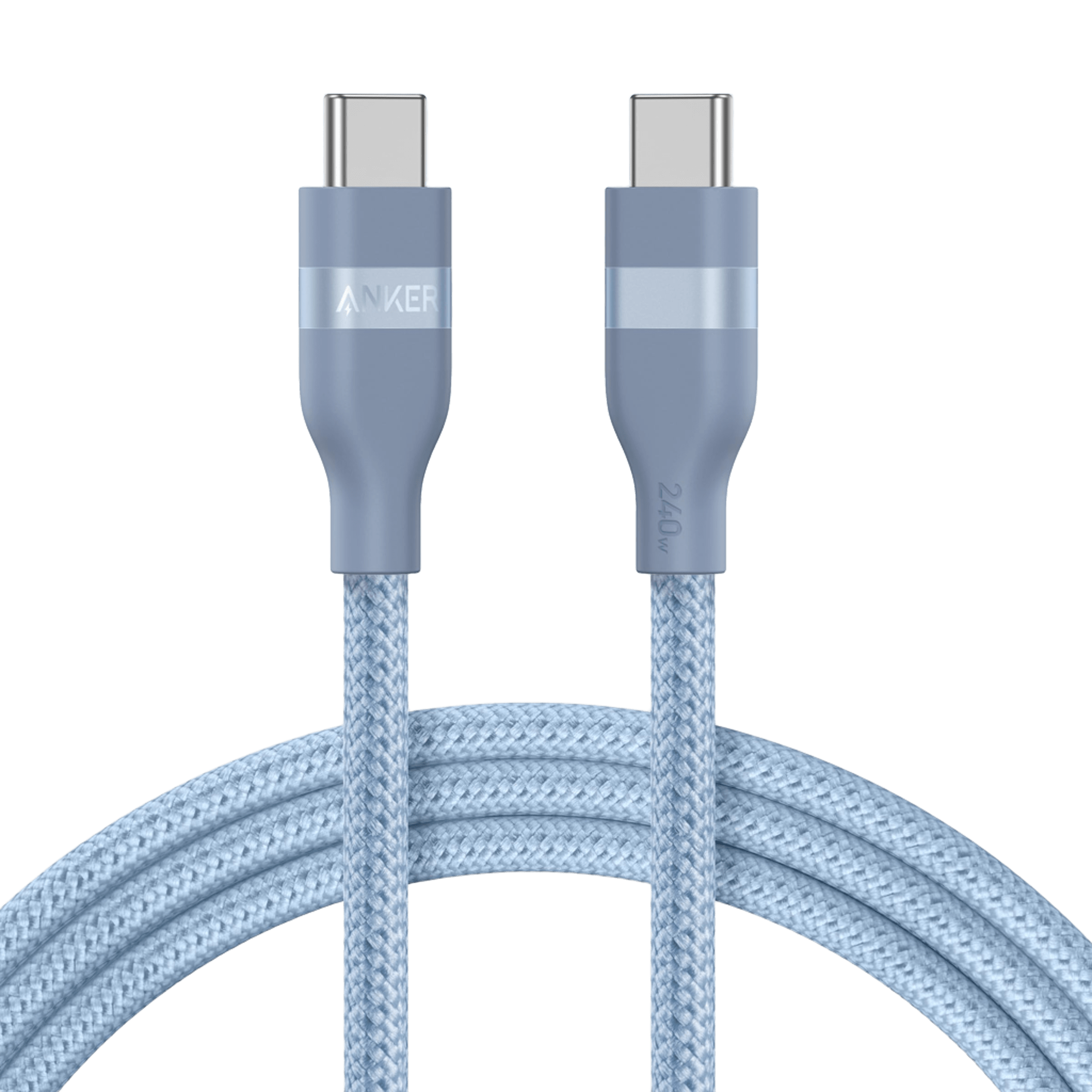 Anker USB-C to USB-C Cable (3 ft / 6 ft, 240W, Upcycled-Braided) T0 6 ft / Ice Lake Blue