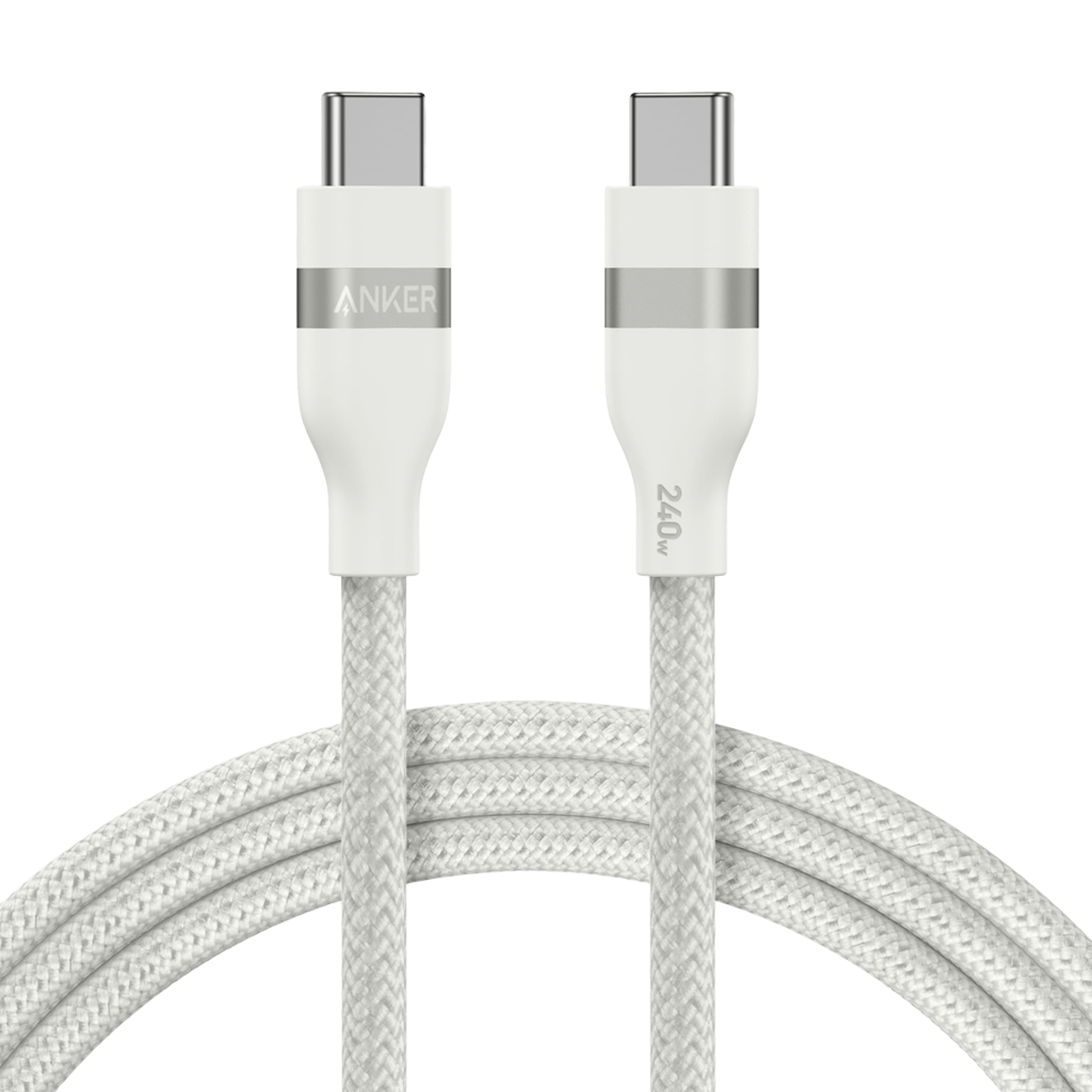 Anker USB-C to USB-C Cable (3 ft / 6 ft, 240W, Upcycled-Braided) T0 6 ft / Shell White